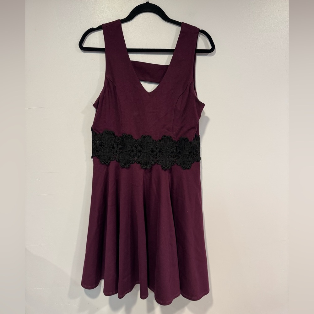 Purple with black lace‎ Alya thick strap dress